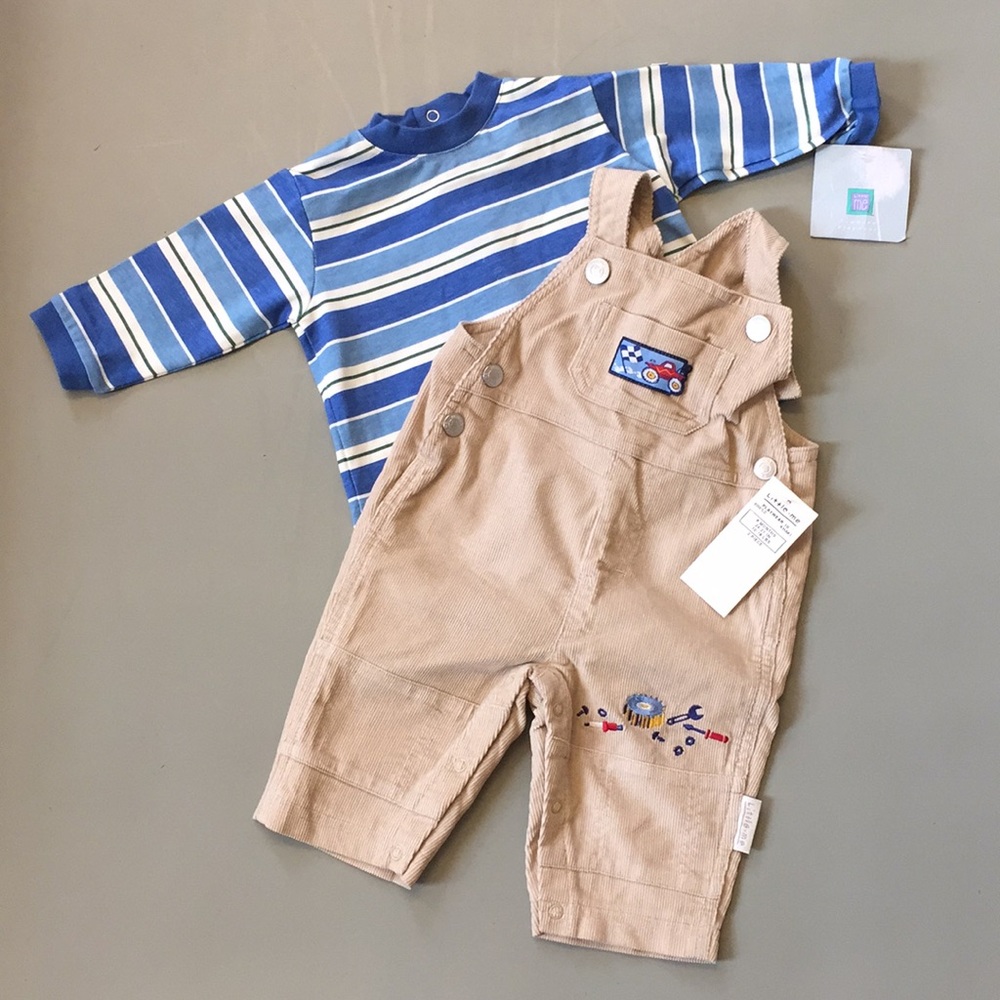 Little Me Baby Shirt and Corduroy overalls